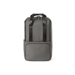 Zaino da 18 litri in poliestere riciclato con tasca per pc portatile color grigio vista frontale