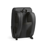 Zaino da 20l in ecopelle con tasca imbottita posteriore per pc portatili color nero seconda vista
