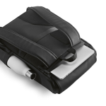 Zaino da 20l in ecopelle con tasca imbottita posteriore per pc portatili color nero seconda vista dettaglio