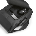 Zaino da 20l in ecopelle con tasca imbottita posteriore per pc portatili color nero terza vista dettaglio