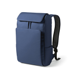 Zaino da 20l in ecopelle con tasca imbottita posteriore per pc portatili color blu