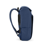 Zaino da 20l in ecopelle con tasca imbottita posteriore per pc portatili color blu terza vista