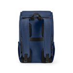 Zaino da 20l in ecopelle con tasca imbottita posteriore per pc portatili color blu vista posteriore