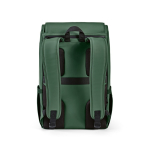 Zaino da 20l in ecopelle con tasca imbottita posteriore per pc portatili color verde vista posteriore