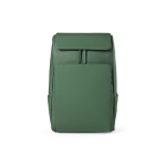 Zaino da 20l in ecopelle con tasca imbottita posteriore per pc portatili color verde vista frontale