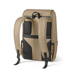 Zaino da 20l in ecopelle con tasca imbottita posteriore per pc portatili color camel seconda vista
