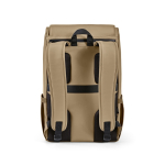 Zaino da 20l in ecopelle con tasca imbottita posteriore per pc portatili color camel vista posteriore