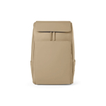 Zaino da 20l in ecopelle con tasca imbottita posteriore per pc portatili color camel vista frontale