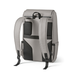 Zaino da 20l in ecopelle con tasca imbottita posteriore per pc portatili color grigio chiaro seconda vista