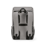 Zaino da 20l in ecopelle con tasca imbottita posteriore per pc portatili color grigio chiaro vista posteriore