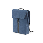 Zaino in cotone riciclato con dettagli in pelle sintetica 25L color blu