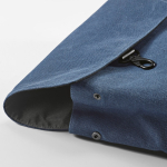 Zaino in cotone riciclato con dettagli in pelle sintetica 25L color blu seconda vista dettaglio