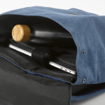 Zaino in cotone riciclato con dettagli in pelle sintetica 25L color blu terza vista dettaglio