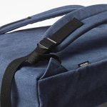 Zaino in cotone riciclato con dettagli in pelle sintetica 25L color blu vista dettaglio