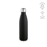 Borraccia in acciaio inox riciclato con tappo anti goccia da 500ml color nero
