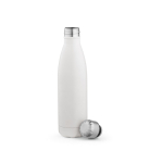 Borraccia in acciaio inox riciclato con tappo anti goccia da 500ml color bianco seconda vista