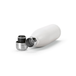 Borraccia in acciaio inox riciclato con tappo anti goccia da 500ml color bianco terza vista