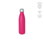 Borraccia in acciaio inox riciclato con tappo anti goccia da 500ml color fucsia