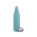 Borraccia in acciaio inox riciclato con tappo anti goccia da 500ml color azzurro seconda vista
