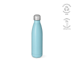 Borraccia in acciaio inox riciclato con tappo anti goccia da 500ml color azzurro