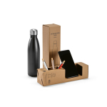 Borraccia in acciaio inox riciclato con tappo anti goccia da 500ml vista con scatola