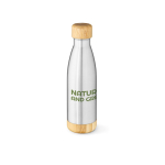Borraccia in acciaio riciclato a doppia parete con tappo in bambù 500ml color argento