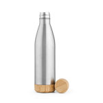 Borraccia in acciaio inossidabile riciclato con tappo in bambù 750ml color argento seconda vista