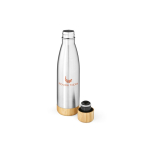 Borraccia in acciaio inossidabile riciclato con tappo in bambù 750ml color argento