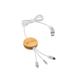 Cavo di ricarica 5 in 1 in bambù e plastica ecosostenibile con ricarica wireless 1m vista principale