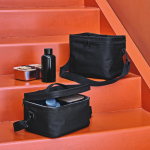 Borsa termica in plastica riciclata con doppio manico per il trasporto 7.5L color nero
