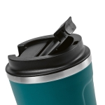 Bicchiere termico sostenibile in acciaio inossidabile riciclato 400 ml color blu petrolio quarta vista