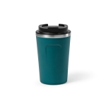 Bicchiere termico sostenibile in acciaio inossidabile riciclato 400 ml color blu petrolio vista frontale