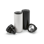 Tazza da viaggio a doppia parete in acciaio inossidabile riciclato 340ml color nero quarta vista