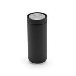 Tazza da viaggio a doppia parete in acciaio inossidabile riciclato 340ml color nero vista posteriore