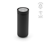Tazza da viaggio a doppia parete in acciaio inossidabile riciclato 340ml color nero