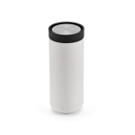Tazza da viaggio a doppia parete in acciaio inossidabile riciclato 340ml color bianco vista posteriore