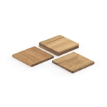 Set di 4 sottobicchieri sostenibili realizzati in legno di acacia color naturale terza vista