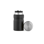Barattolo per alimenti in acciaio riciclato con cucchiaio pieghevole 740ml color nero vista frontale