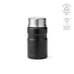 Barattolo per alimenti in acciaio riciclato con cucchiaio pieghevole 740ml color nero