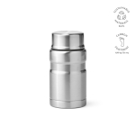 Barattolo per alimenti in acciaio riciclato con cucchiaio pieghevole 740ml color argento