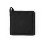 Presina da cucina in cotone riciclato con laccetto per appenderla 180 g/m² color nero vista frontale