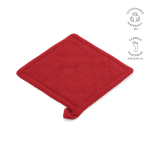 Presina da cucina in cotone riciclato con laccetto per appenderla 180 g/m² color rosso