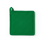 Presina da cucina in cotone riciclato con laccetto per appenderla 180 g/m² color verde vista frontale