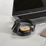 Cuffie wireless in bambù, ricarica USB-C e batteria da 8H color nero
