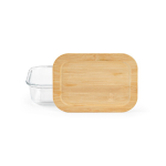 Portavivande riutilizzabile in vetro borosilicato e bambù 480 ml color trasparente vista frontale
