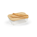 Portapranzo in vetro e bambù con posate e fascia elastica 800ml color trasparente seconda vista
