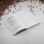 Taccuino A5 con copertina flessibile in residui di caffè e pagine puntinate color marrone chiaro terza vista