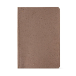 Taccuino A5 con copertina flessibile in residui di caffè e pagine puntinate color marrone chiaro vista frontale