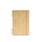 Taccuino in bambù con spirale e fascia elastica di chiusura A5 a pagine puntinate color naturale vista frontale