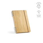 Taccuino in bambù con spirale e fascia elastica di chiusura A5 a pagine puntinate color naturale